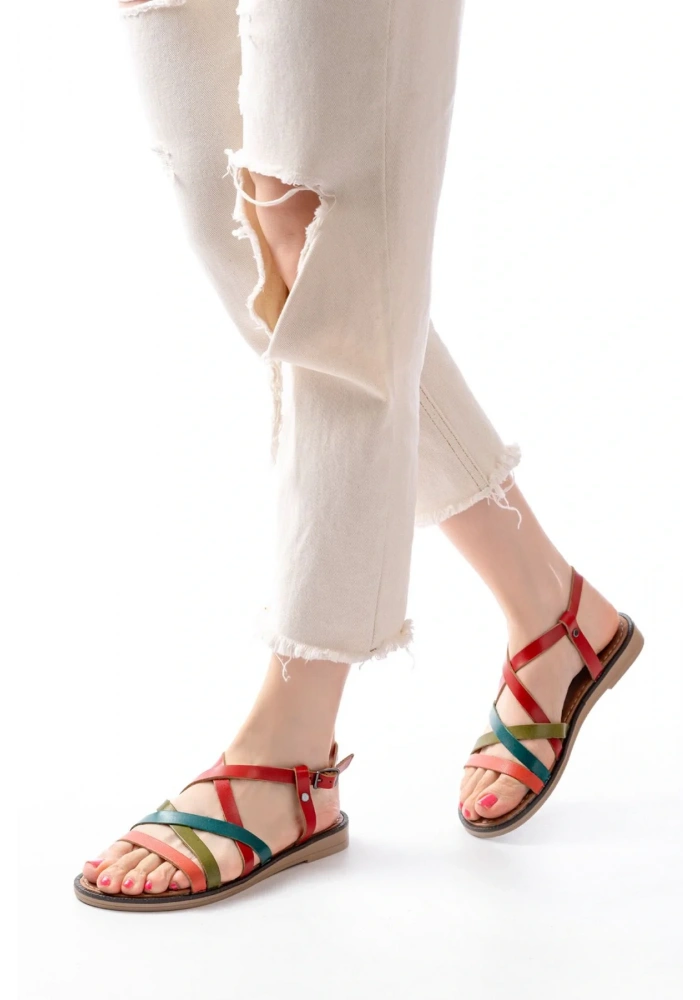 205-017 Multi Ortopedik Hakiki Deri Kadın Sandalet