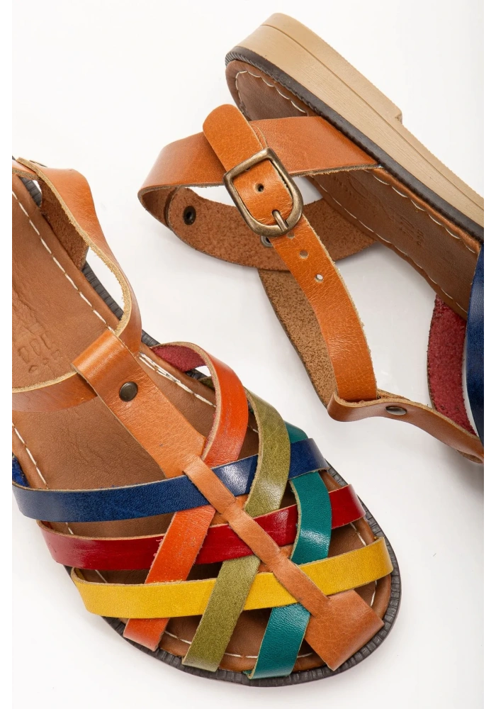 205-02 Taba Multi Ortopedik Hakiki Deri Kadın Sandalet