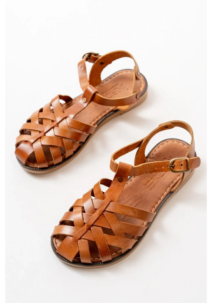 205-02 Taba Ortopedik Hakiki Deri Kadın Sandalet