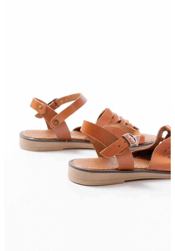 205-029 Taba Ortopedik Hakiki Deri Kadın Sandalet