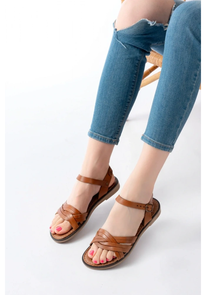 205-037 Taba Hakiki Deri Ortopedik Taban Kadın Sandalet