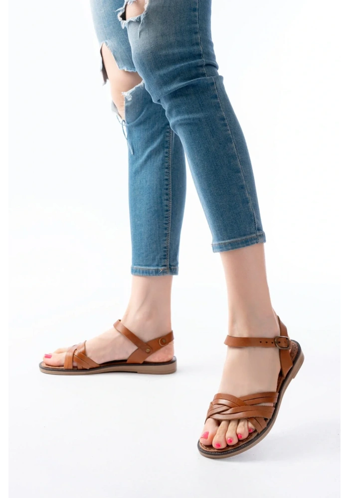 205-037 Taba Hakiki Deri Ortopedik Taban Kadın Sandalet