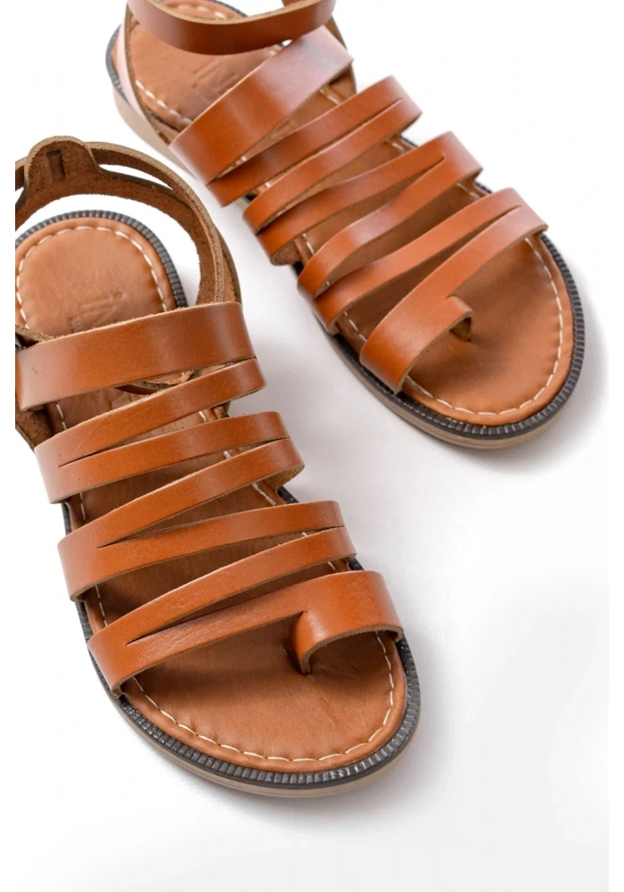 205-041 Taba Ortopedik Hakiki Deri Kadın Sandalet