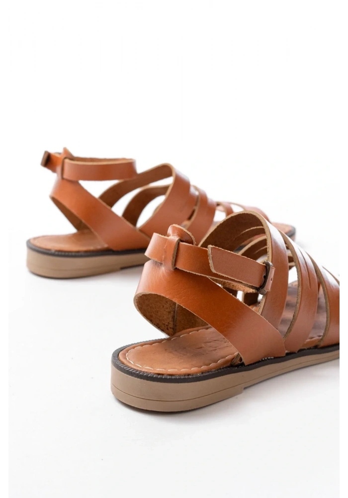 205-041 Taba Ortopedik Hakiki Deri Kadın Sandalet