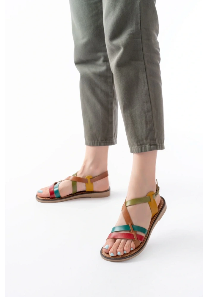 205-05 Multi Ortopedik Hakiki Deri Kadın Sandalet