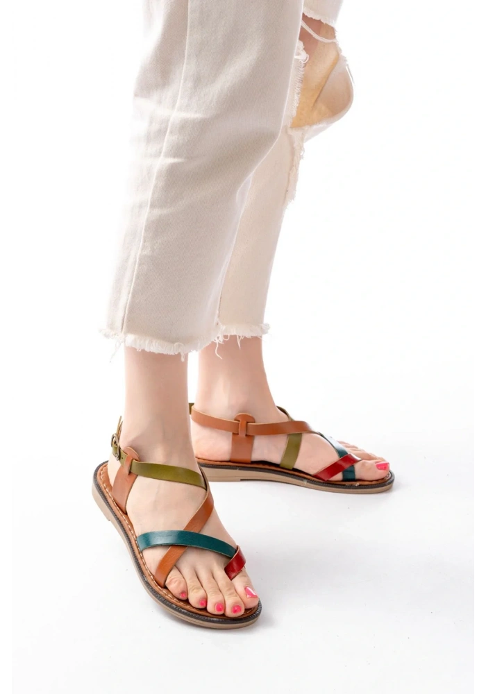 205-08 Multi Ortopedik Hakiki Deri Kadın Sandalet