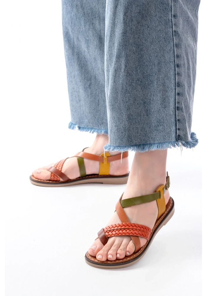 205-09 Multi Ortopedik Hakiki Deri Kadın Sandalet