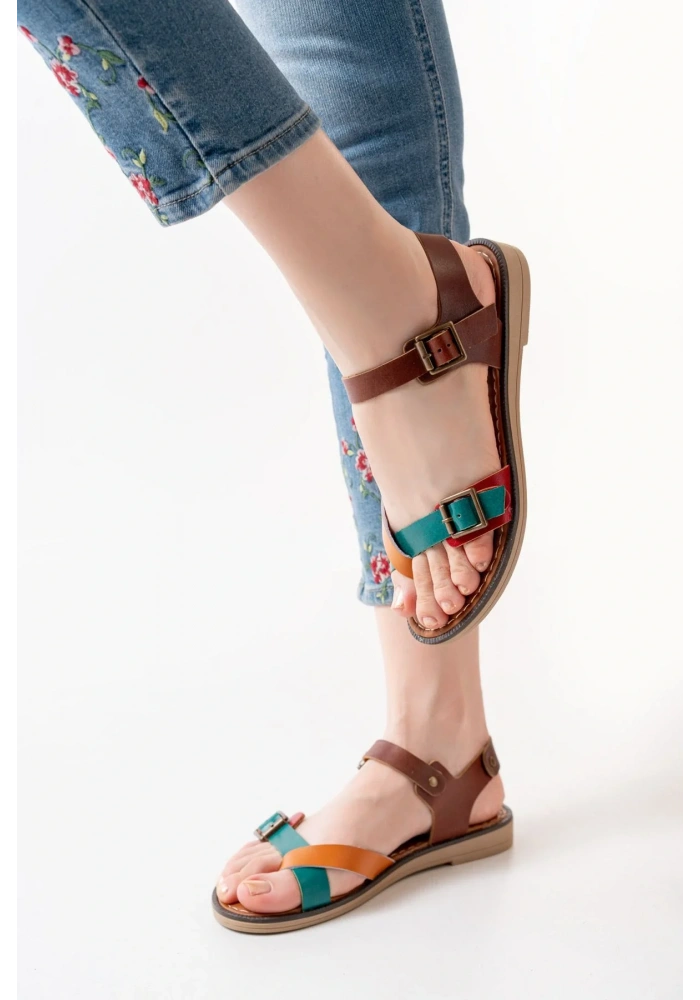 205-091 Multi Ortopedik Hakiki Deri Kadın Sandalet