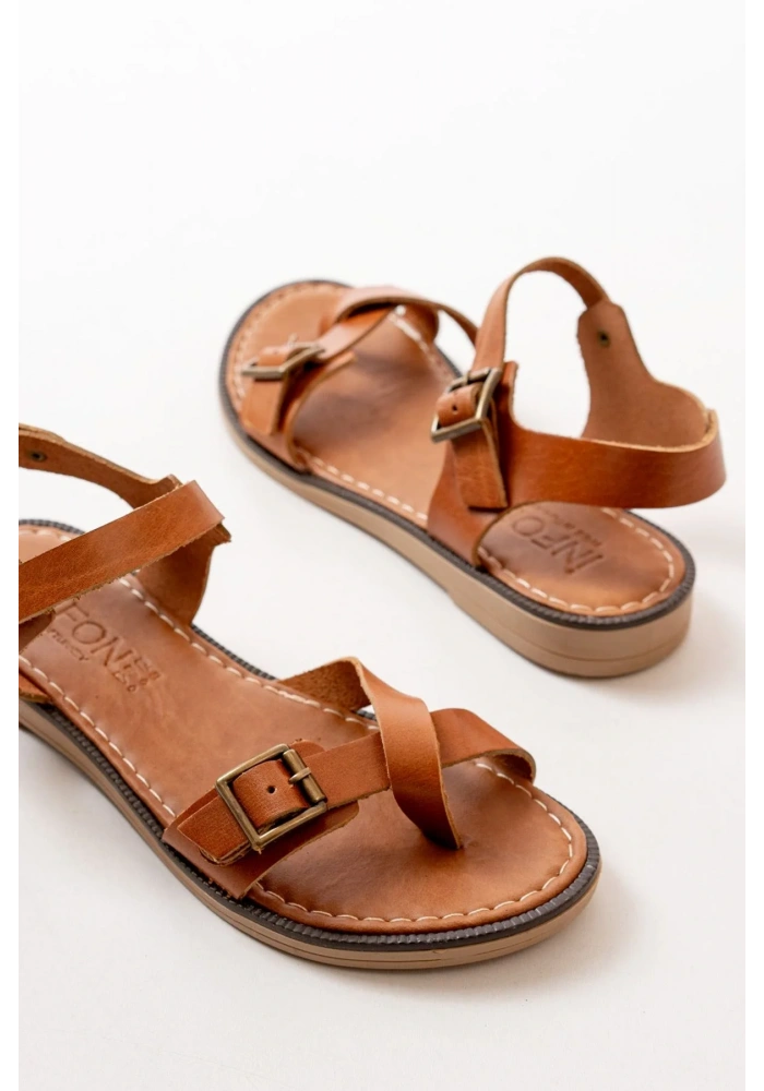 205-091 Taba Ortopedik Hakiki Deri Kadın Sandalet