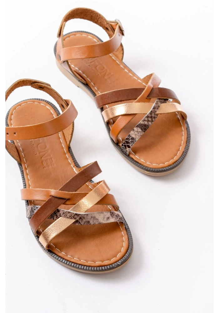 205-093 Taba Garni Hakiki Deri Ortopedik Taban Kadın Sandalet