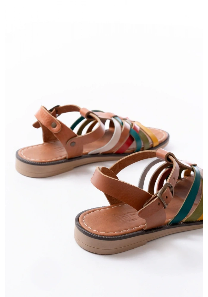 205-208 Multi Hakiki Deri Ortopedik Taban Kadın Sandalet