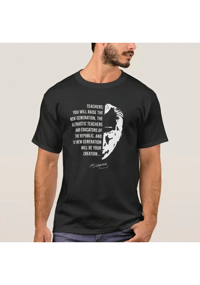 24 Kasım Öğretmenler Günü Baskılı T-shirt - Siyah
