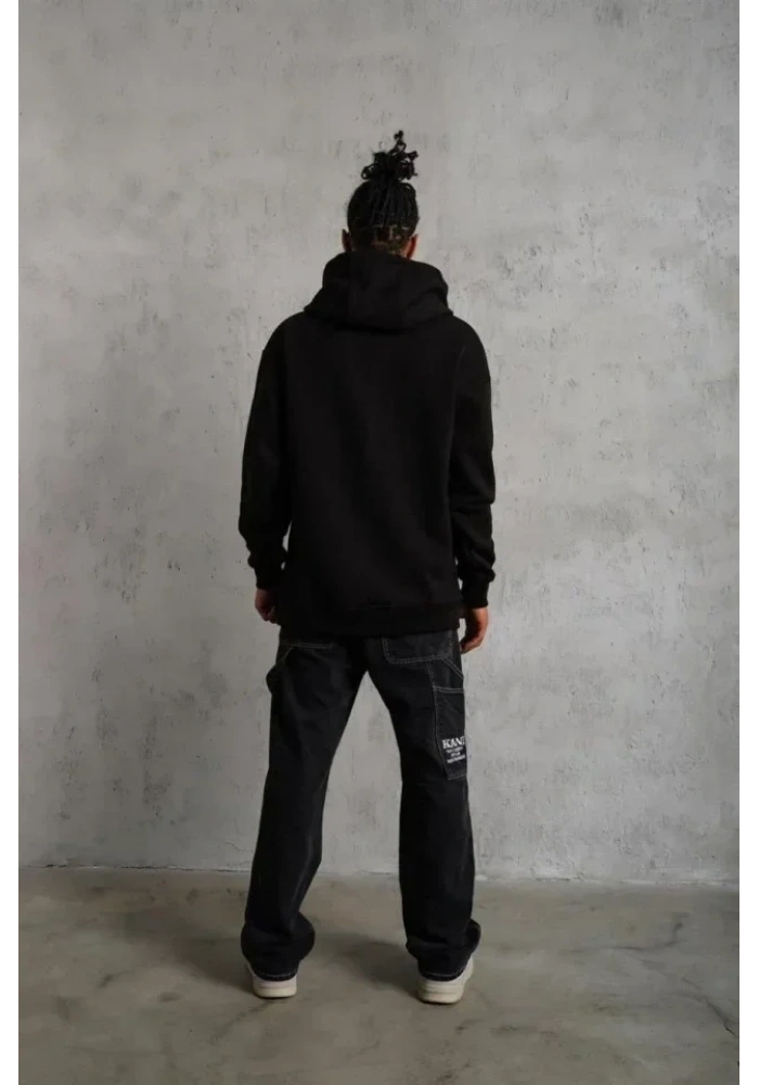 3 İplik Kapşonlu Sweatshirt Hoodie - Siyah