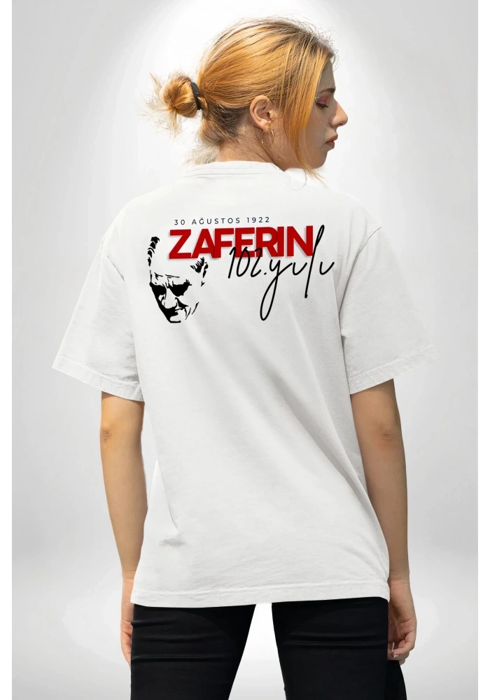 30 Ağustos Unisex Baskılı T-shirt - Beyaz