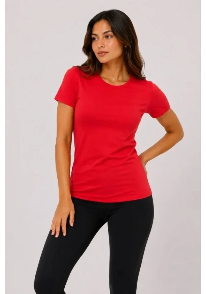3’lü Kısa Kollu Bisiklet Yaka Basic Slim Fit T-Shirt - Kırmızı - Mavi - Turuncu