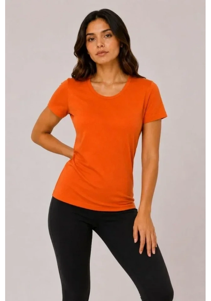 3’lü Kısa Kollu Bisiklet Yaka Basic Slim Fit T-Shirt - Kırmızı - Mavi - Turuncu