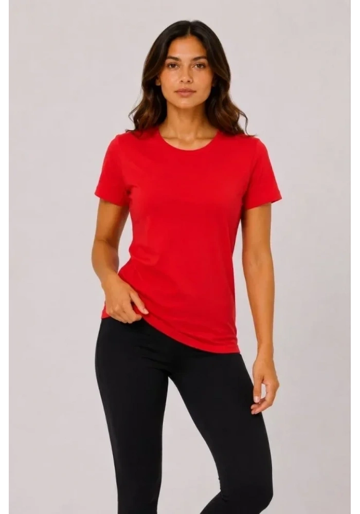 3’lü Kısa Kollu Bisiklet Yaka Basic Slim Fit T-Shirt - Kırmızı - Turuncu - Bej