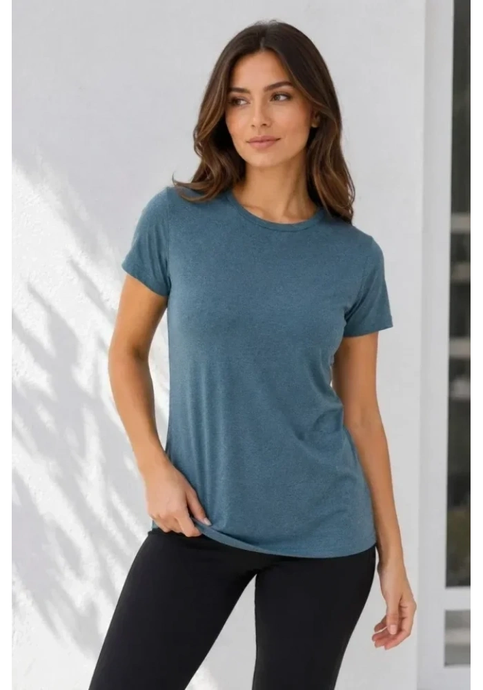 3’lü Kısa Kollu Bisiklet Yaka Basic Slim Fit T-Shirt -Petrol Mavisi  - Bej - Mavi