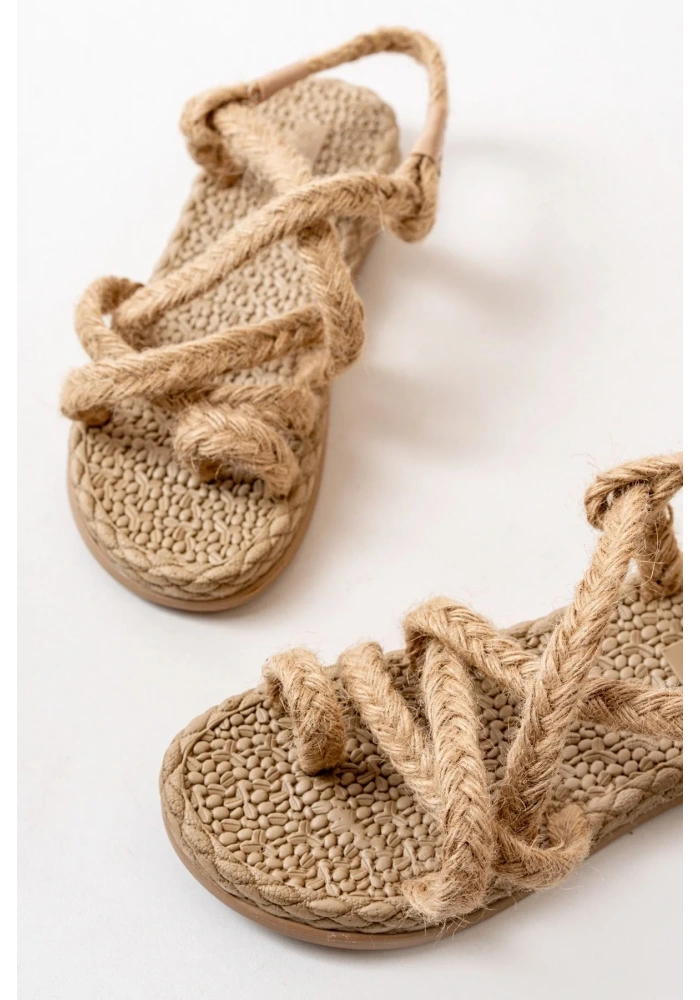 402 Bej Hasır Kadın Sandalet