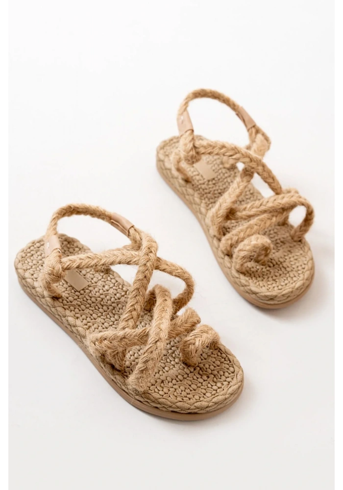 402 Bej Hasır Kadın Sandalet