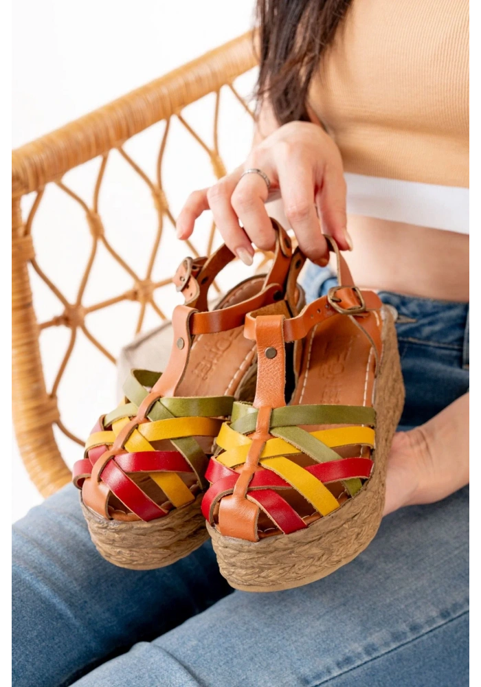 684-02 Multi Ortopedik Hakiki Deri Dolgu Kadın Sandalet