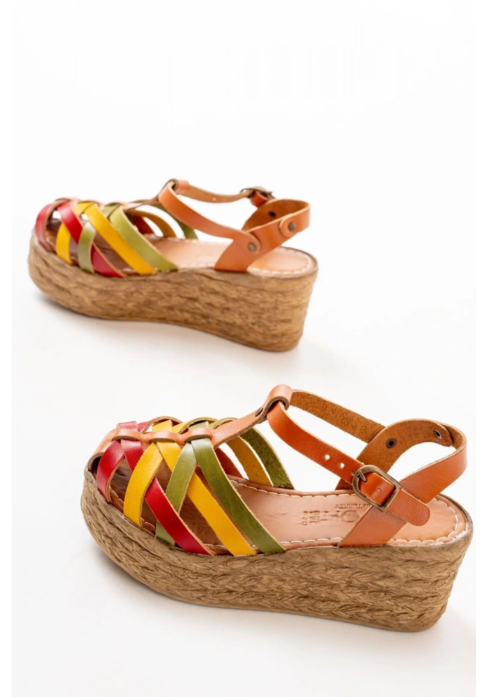 684-02 Multi Ortopedik Hakiki Deri Dolgu Kadın Sandalet