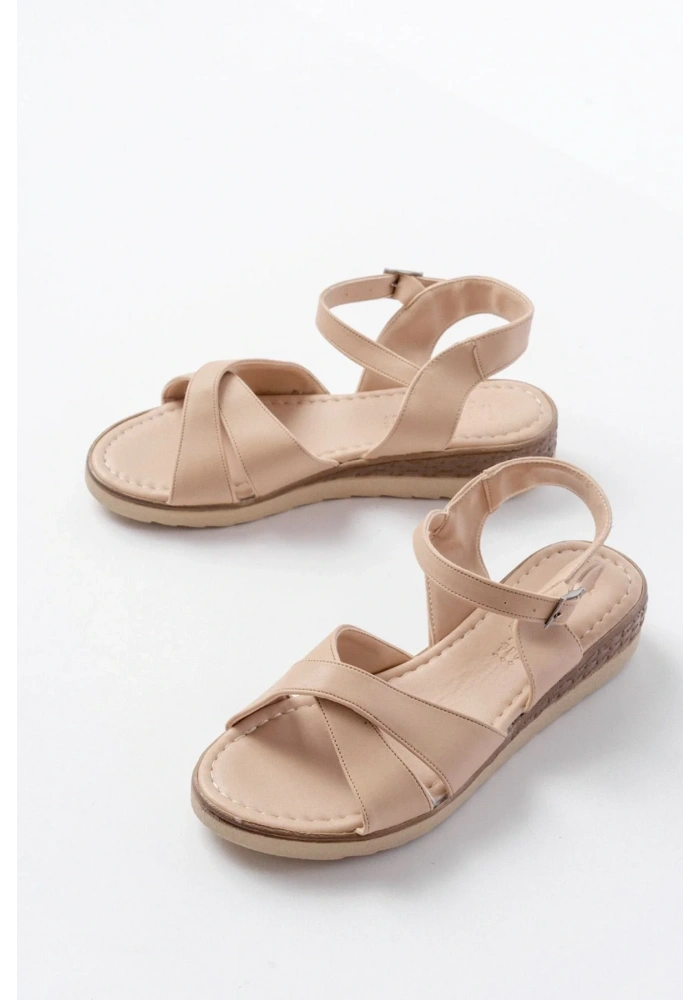 692-564 Nut Ortopedik Taban Çapraz Tokalı Kadın Sandalet