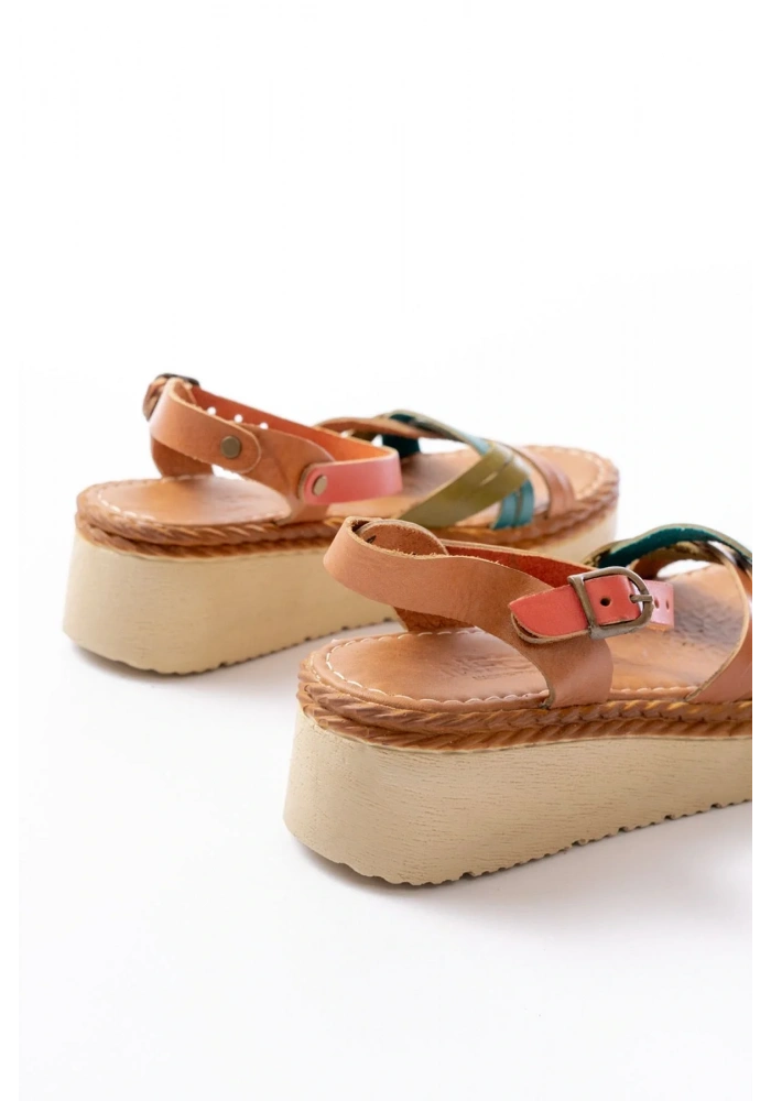 730-037 Multi Hakiki Deri Ortopedik Taban Kadın Sandalet