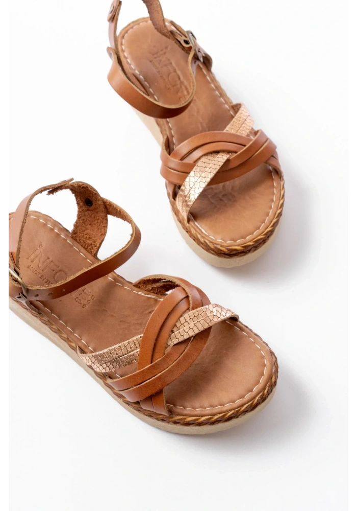 730-037 Taba Ayna Hakiki Deri Ortopedik Taban Kadın Sandalet