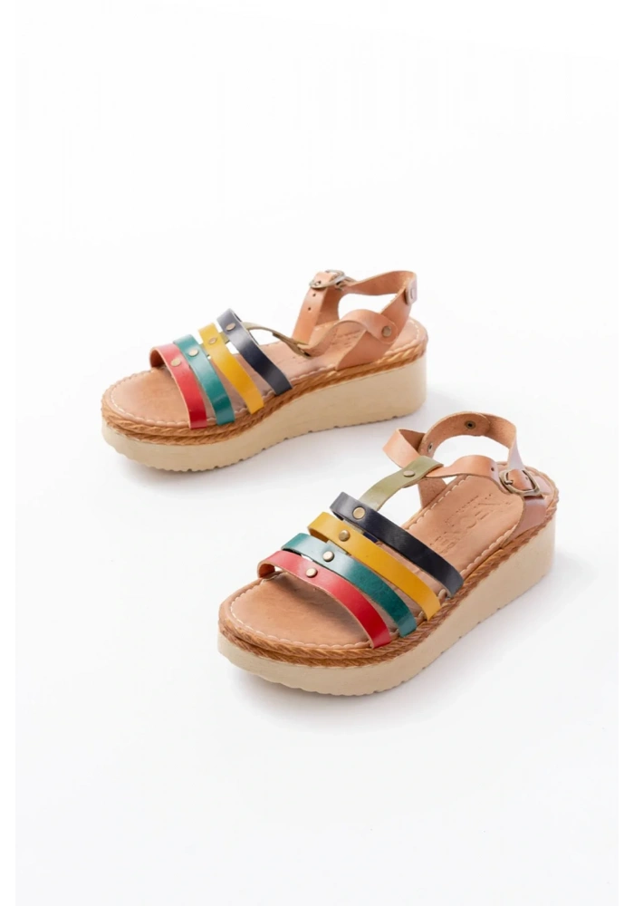 730-142 Multi Hakiki Deri Ortopedik Taban Kadın Sandalet