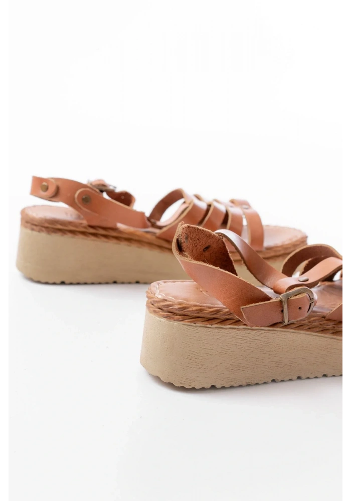 730-142 Taba Hakiki Deri Ortopedik Taban Kadın Sandalet