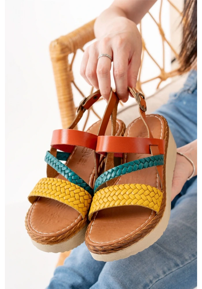 730-152 Multi Ortopedik Hakiki Deri Dolgu Kadın Sandalet