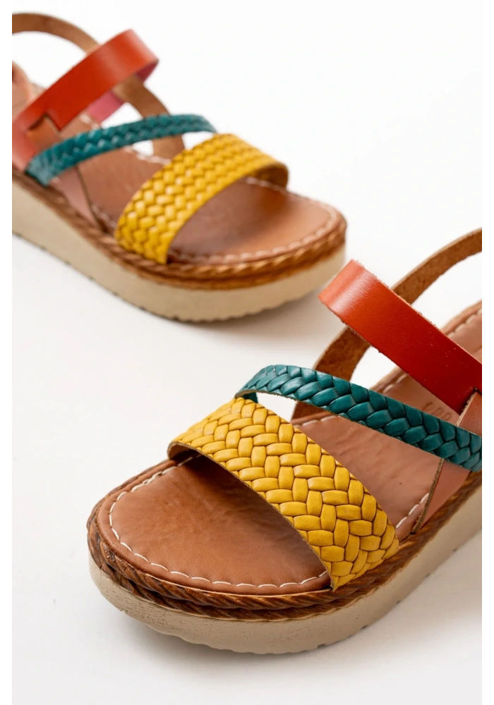 730-152 Multi Ortopedik Hakiki Deri Dolgu Kadın Sandalet