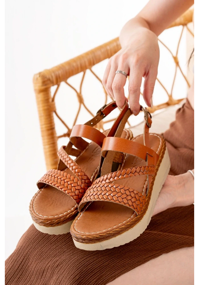 730-152 Taba Ortopedik Hakiki Deri Dolgu Kadın Sandalet