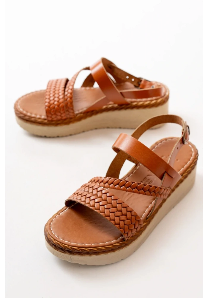 730-152 Taba Ortopedik Hakiki Deri Dolgu Kadın Sandalet