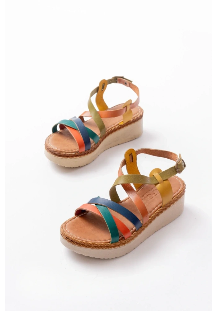 730-153 Multi Ortopedik Hakiki Deri Dolgu Kadın Sandalet