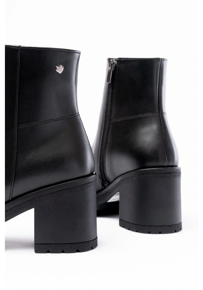767-3020 Siyah Fermuarlı Kalın Topuklu Günlük Kadın Bot