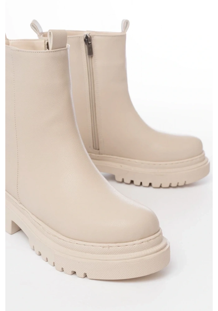 812-2012 Bej Luna Fermuarlı Günlük Kadın Bot