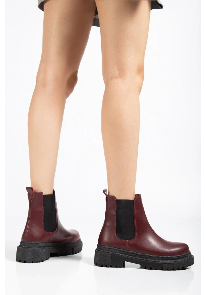 812-2137 Bordo Lastikli Günlük Kadın Bot
