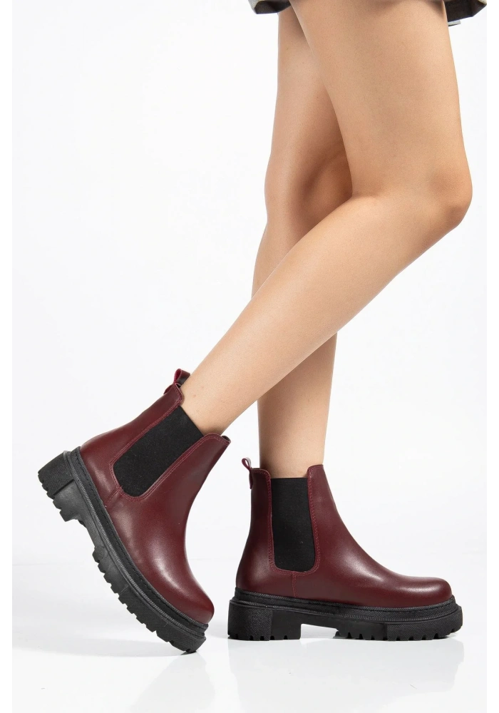 812-2137 Bordo Lastikli Günlük Kadın Bot