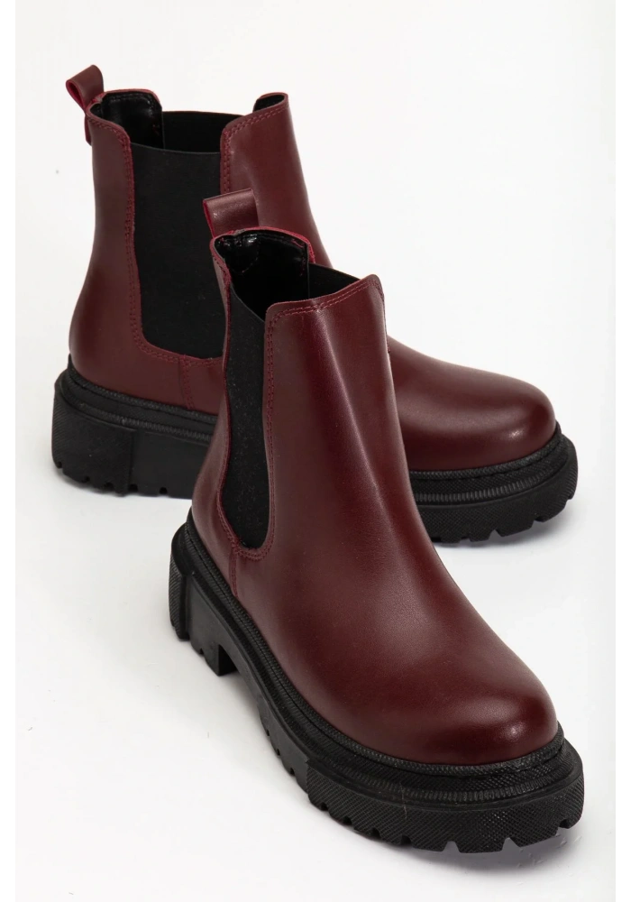 812-2137 Bordo Lastikli Günlük Kadın Bot