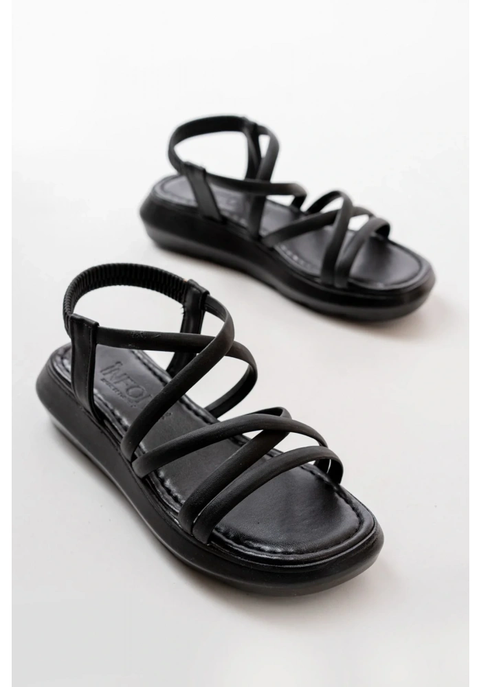 841-841 Siyah Lastikli Günlük Kadın Sandalet