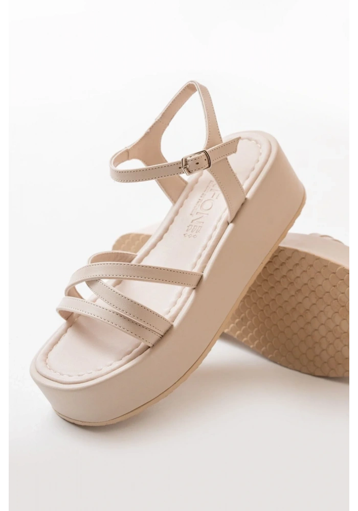 861-1016 Bej Dolgu Kadın Sandalet