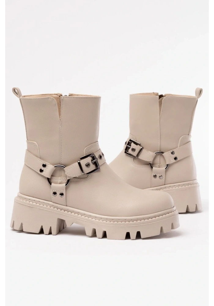 868-2015 Bej Fermuarlı Günlük Kadın Bot