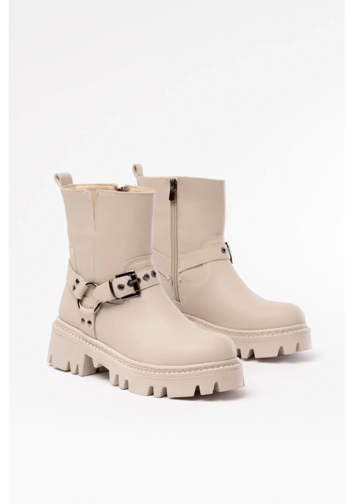 868-2015 Bej Fermuarlı Günlük Kadın Bot