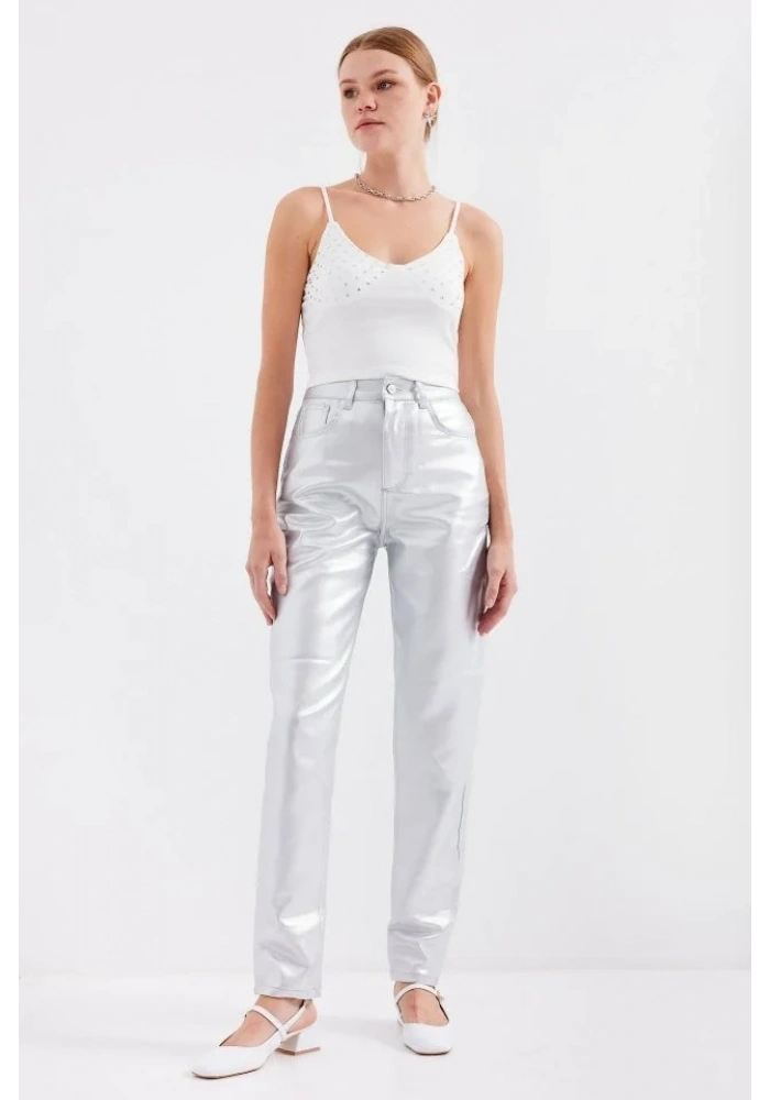 918 İp Askılı Crop Top - Beyaz