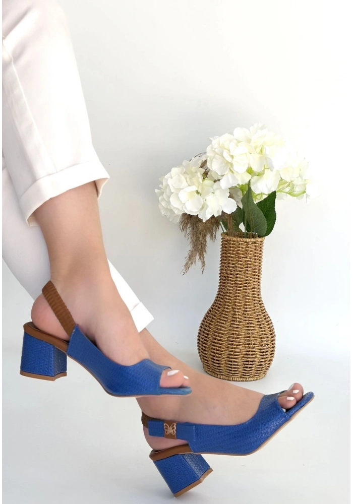 Alessi Mavi Rugan Topuklu Ayakkabı