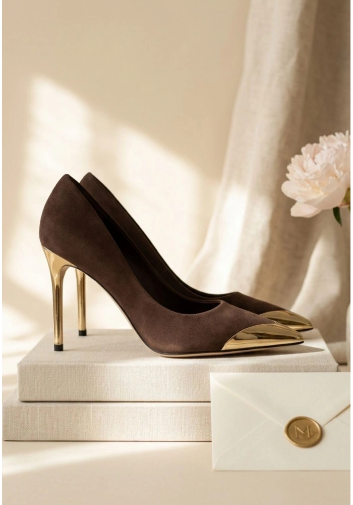 Alis Kahverengi Saten Stiletto Ayakkabı