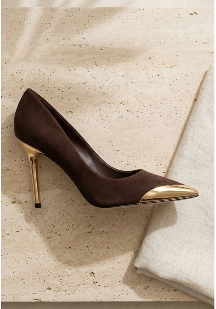 Alis Kahverengi Saten Stiletto Ayakkabı