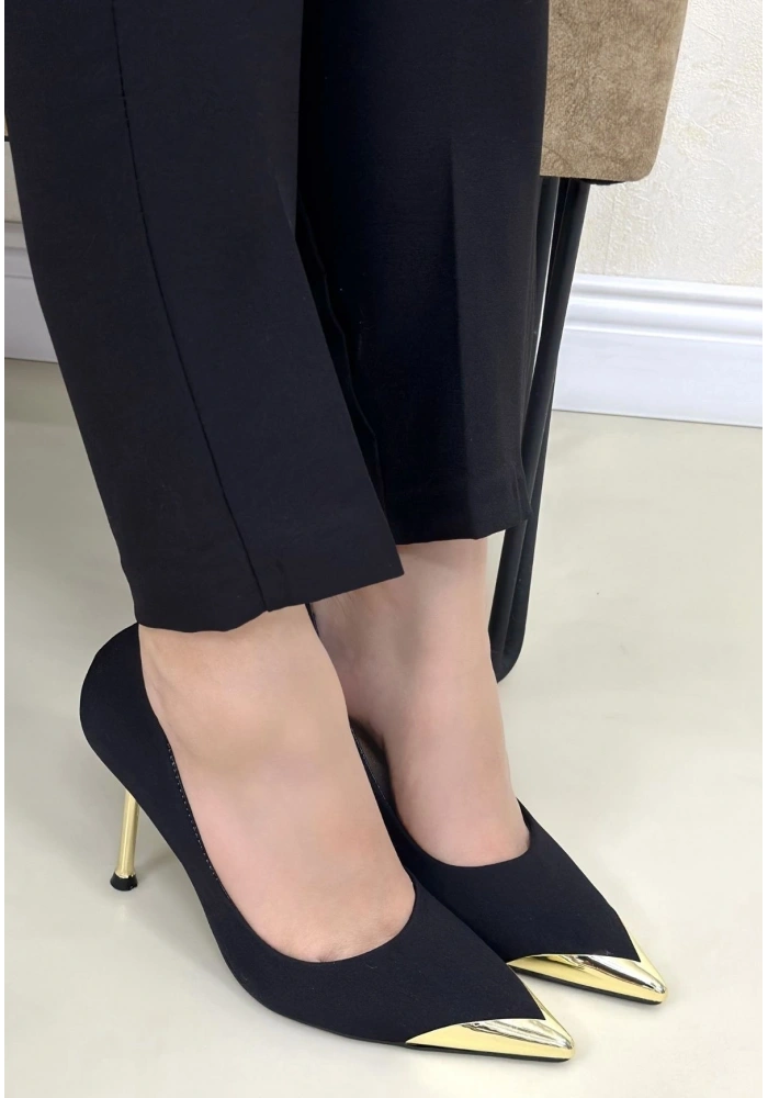 Alis Siyah Saten Stiletto Ayakkabı